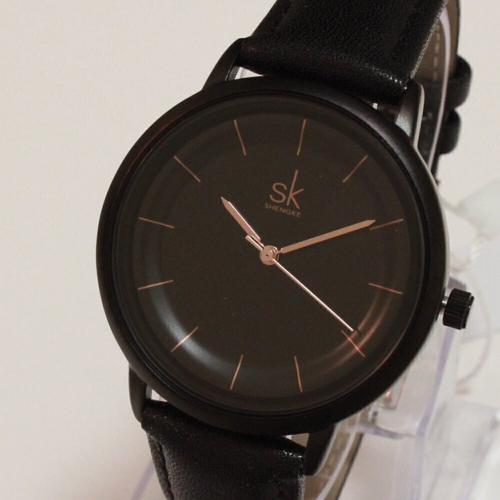 Ladies Dress Quartz Watch Black Dial Black Strap 38mm - Picture 7 of 12